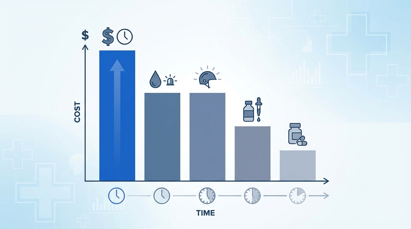 Infographic: kostenvergelijking haaruitvalbehandelingen over vijf jaar